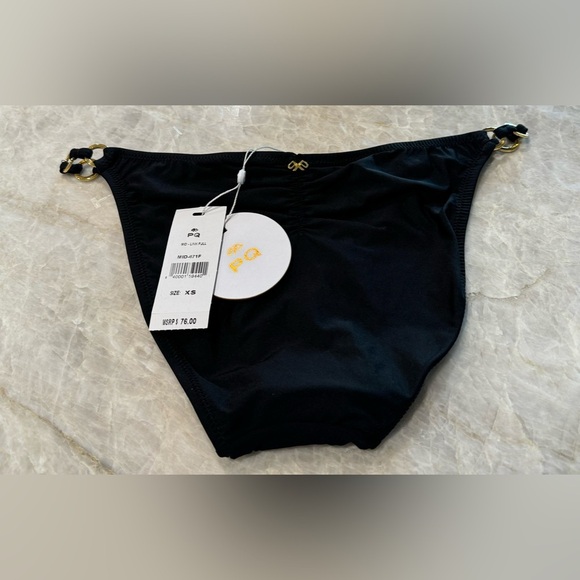 NWT Pilyq Black Gold Link Bikini Swim Bottoms Size XS Style Full‎ - Picture 8 of 9